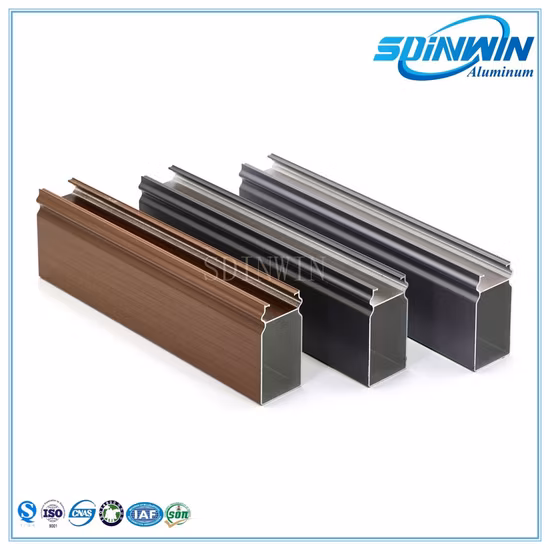 Profils en aluminium personnalisés de la série 6000 finition en poudre de finition de moulin d'extrusion grain en bois anodisé pour fenêtre et portes